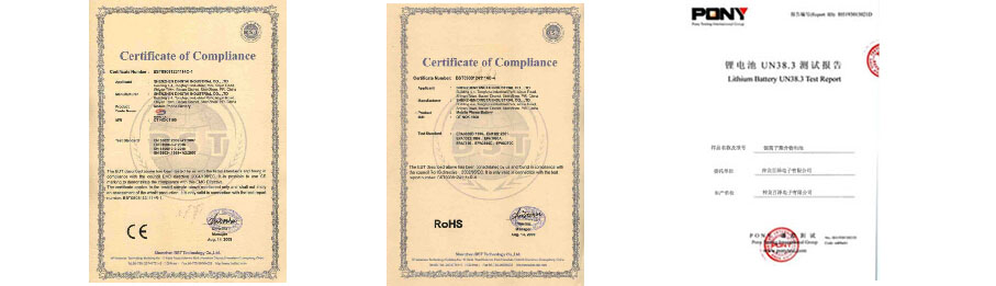 lithium battery certificates